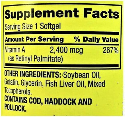 Suplemento de Vitamina A 2400 mcg - 250 – El mantenimiento de la piel y las mucosas en condiciones normales. – Image 3
