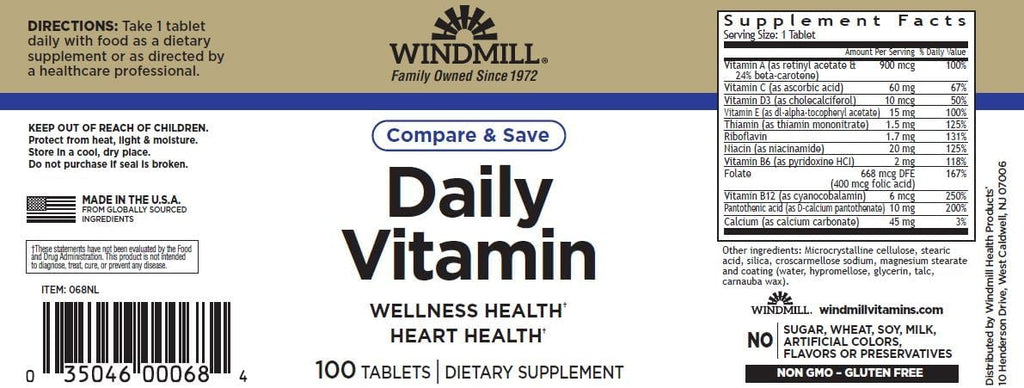 Windmill Vitaminas Diarias 100 Tabletas