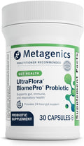 Metagenics UltraFlora BiomePro Probiótico - 105 Mil Millones UFC Fórmula Multicepa con Lactobacillus Acidophilus - Sin Refrigeración - 30 Cápsulas