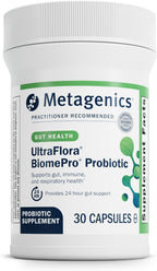 Metagenics UltraFlora BiomePro Probiótico - 105 Mil Millones UFC Fórmula Multicepa con Lactobacillus Acidophilus - Sin Refrigeración - 30 Cápsulas