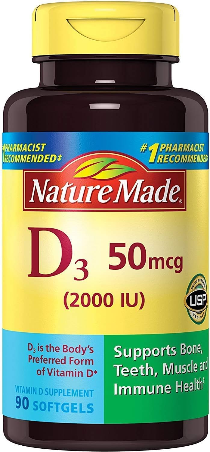 Nature Made Vitamina D3 2000 UI Cápsulas Blandas Líquidas (Paquete de 2)