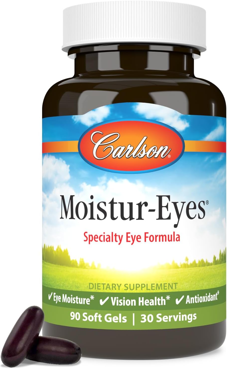 Carlson - Moistur-Eyes, Specialized Eye Formula, Promotes and Maintains Normal Eye Moisture, 90 Soft Gels