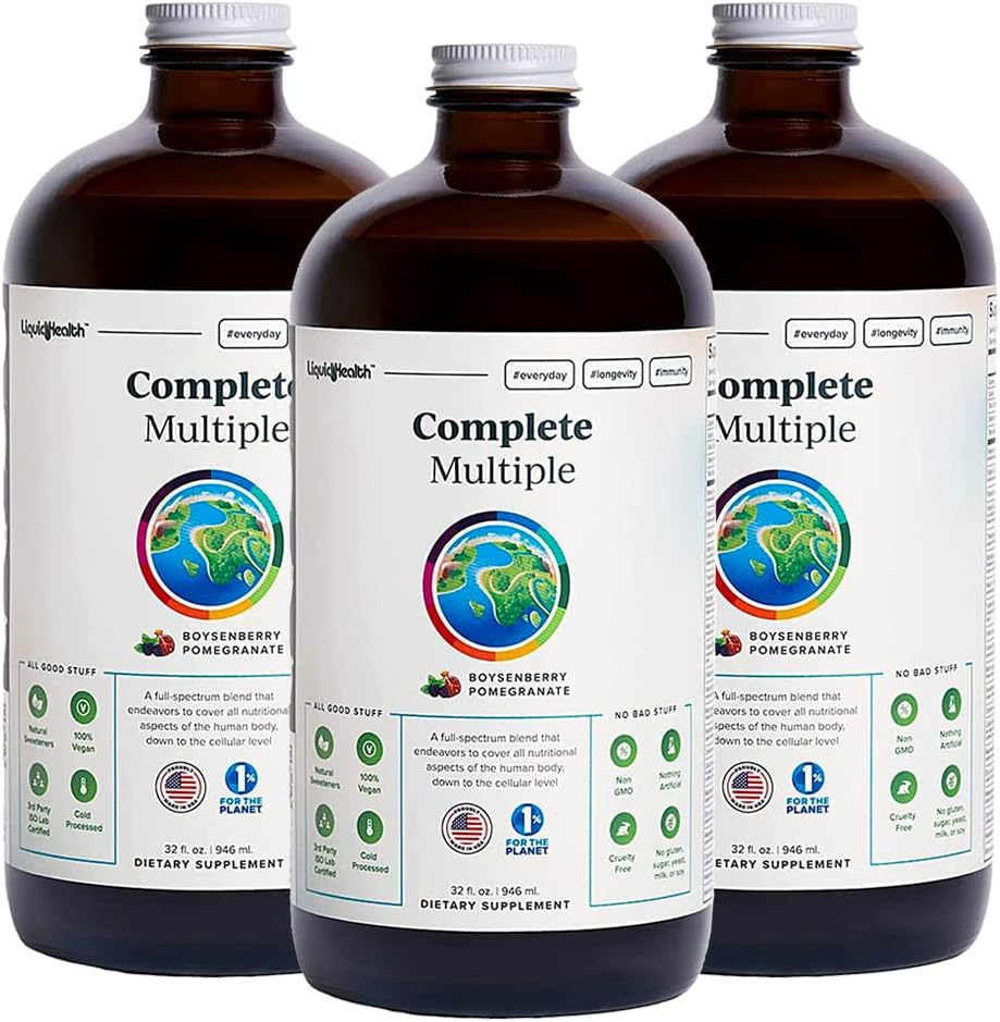 LIQUIDHEALTH Complete Multiple Multivitamínico Líquido Adultos - Vitaminas, Minerales y Nutrientes Esenciales - 3 Pack