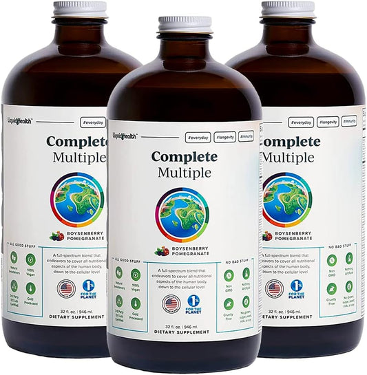 LIQUIDHEALTH Complete Multiple Multivitamínico Líquido Adultos - Vitaminas, Minerales y Nutrientes Esenciales - 3 Pack