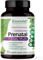Emerald Labs Prenatal 1-Daily Multi - Multivitamínico Prenatal con Folato Metilado, Hierro, Mezcla de Alimentos Integrales - Sin Soja, Sin Gluten - 30 Cápsulas Vegetales