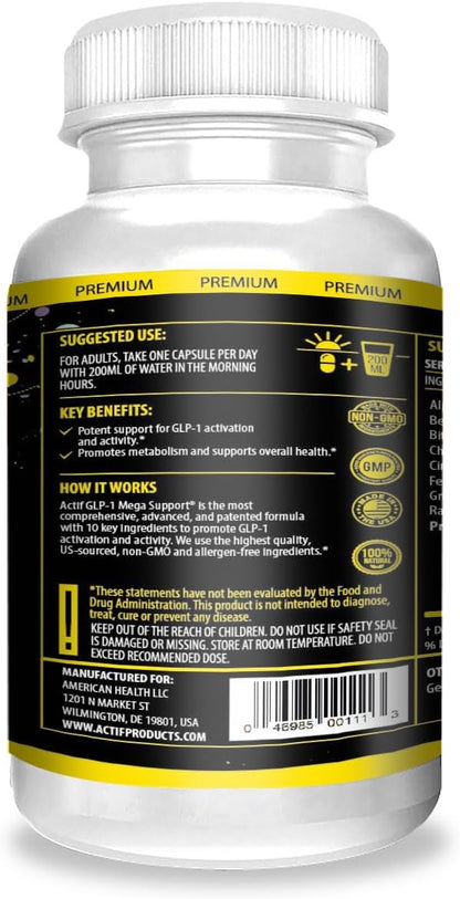 ACTIF GLP-1 Mega Support con 10 Factores de Peso Avanzados y Probióticos, 60 Cápsulas – Image 2