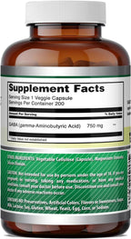 Amazing Formulas GABA 750mg por ración - 200 Cápsulas Vegetales