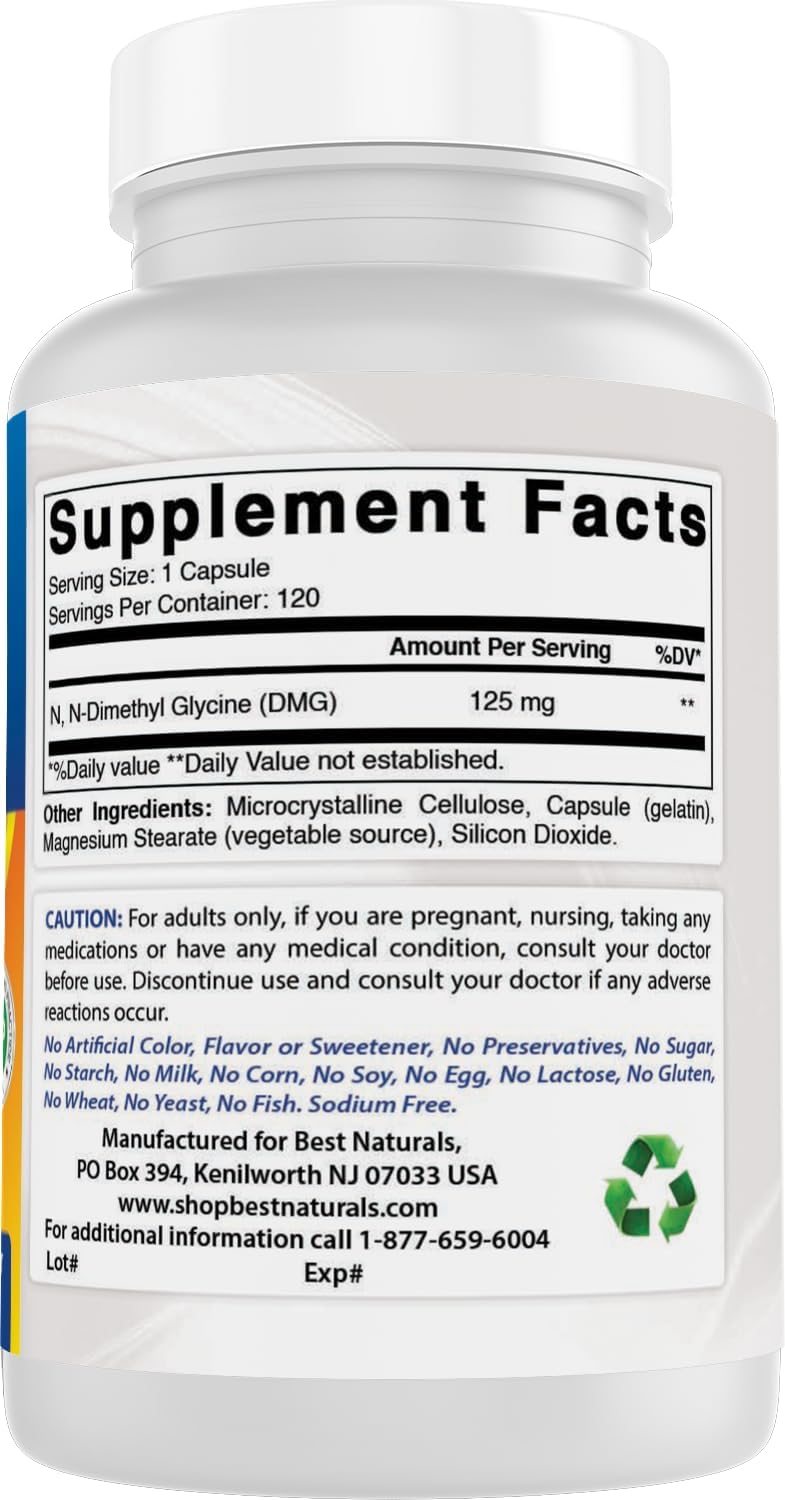Best Naturals DMG 125 mg - 120 Cápsulas (Paquete de 3)