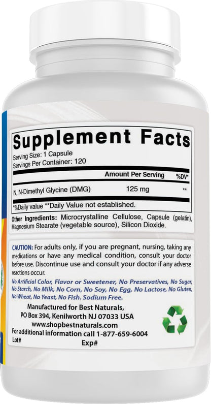 Best Naturals DMG 125 mg - 120 Cápsulas (Paquete de 3) – Image 6