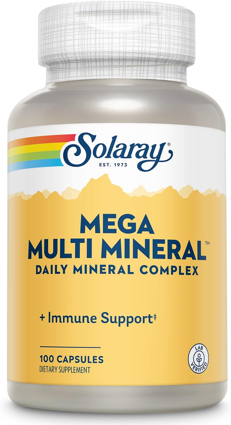 Solaray Mega Multi Mineral - Complejo Multimineral 12 Minerales, 100 Cápsulas