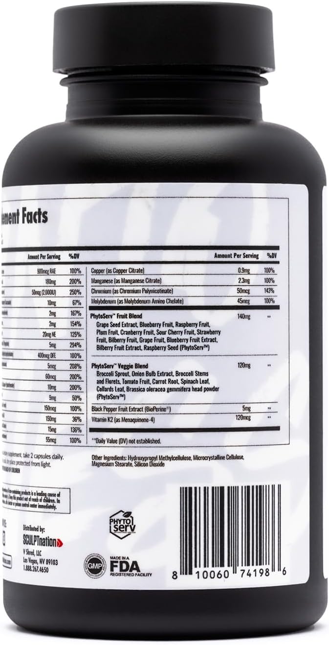 Sculpt Nation Multivitamínico Diario – Apoyo Nutricional con Frutas y Verduras (60 Cápsulas)