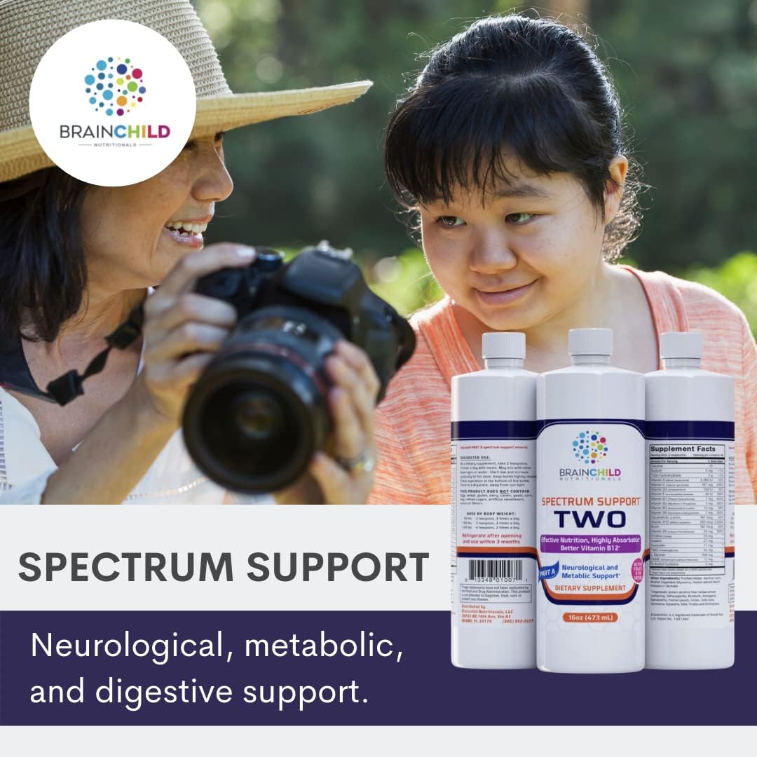 BrainChild Nutritionals Spectrum Support II P5P - Multivitamínico Líquido con B6 Activa y Hierbas, Sin Gluten, 473 ml (16 oz) - Sin Sabor