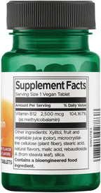 Swanson Vitamina B12 Metilcobalamina - Sabor Cereza Negra Natural 2500 mcg 60 Comprimidos (Paquete de 2)