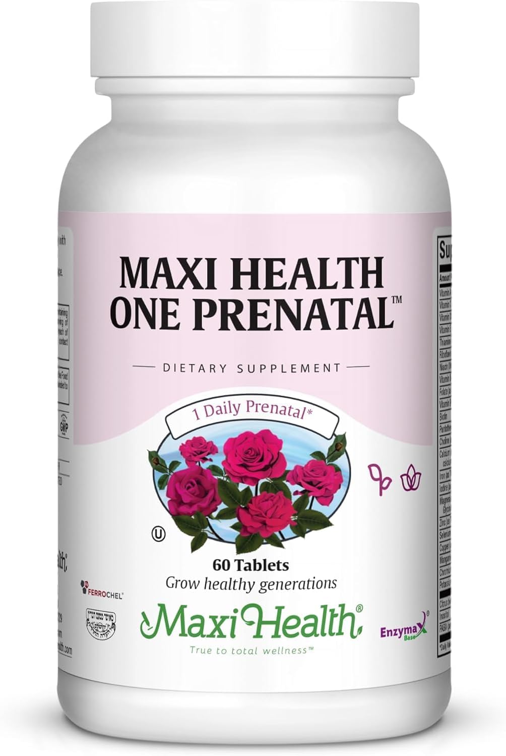 Maxi Health Vitaminas Prenatales para Mujer – Multivitamínico Diario con Hierro, Folato, Colina y Vitamina D3 – 60 Comprimidos
