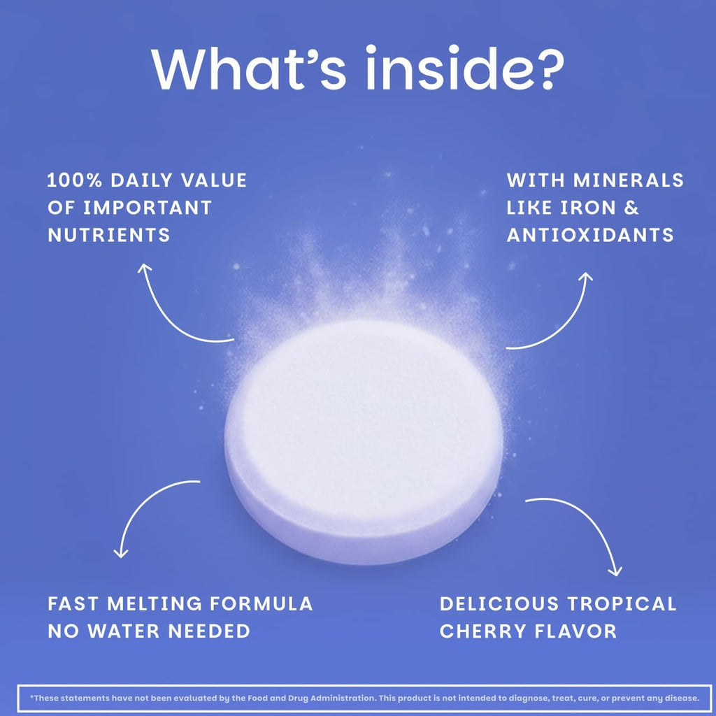 EZ Melts Multivitamínico + Hierro - 60 Comprimidos Disolventes Sabor Tropical Cherry