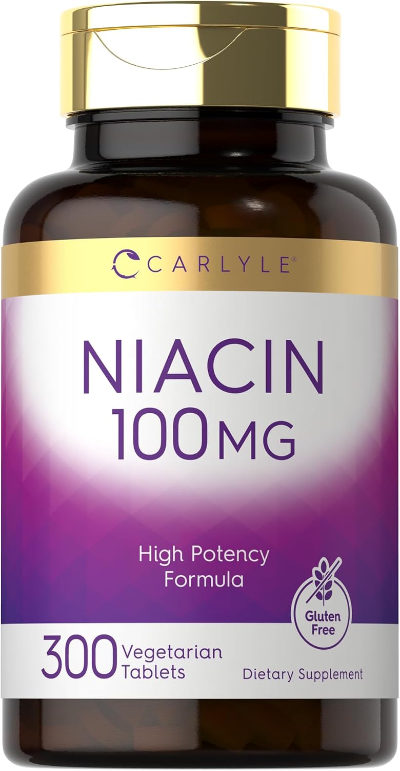 Carlyle Niacina 100mg | 300 Comprimidos Vegetarianos | Sin Gluten, No OGM | Alta Potencia
