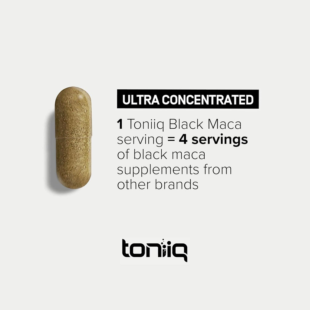 Toniiq Black Maca Root - Extracto de Maca Negra de Alta Potencia 20:1 - 120 Cápsulas
