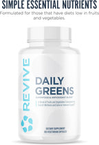 Revive MD Daily Greens - Suplemento de Superfoods y Antioxidantes con Enzimas Digestivas, Prebióticos y Probióticos - 180 Cápsulas (60 Dosis)