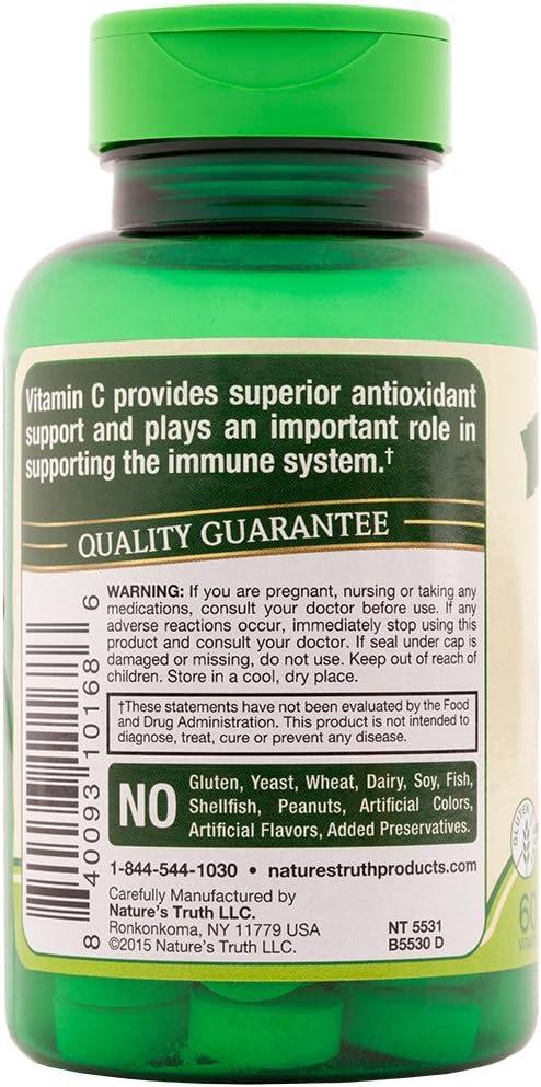 Nature's Truth Vitamina C 500 mg Masticable con Bioflavonoides y Escaramujo, 60 Comprimidos (Pack de 3)