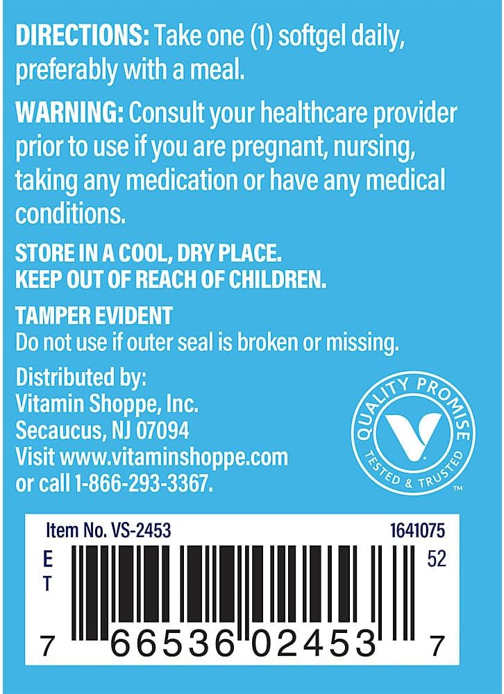 The Vitamin Shoppe Vitamina D3 1000 UI - Salud Ósea, Inmunitaria y Celular | Cápsulas blandas de Colecalciferol | 100 Cápsulas | Sin Gluten
