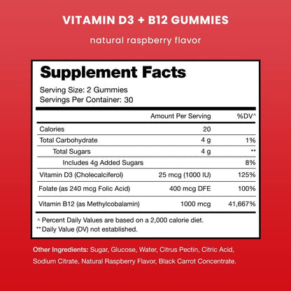 NutraChamps Vitamina D3 y B12 Gominolas con – Vitamina B12: contribuye a la reducción del cansancio y la fatiga, – Image 2