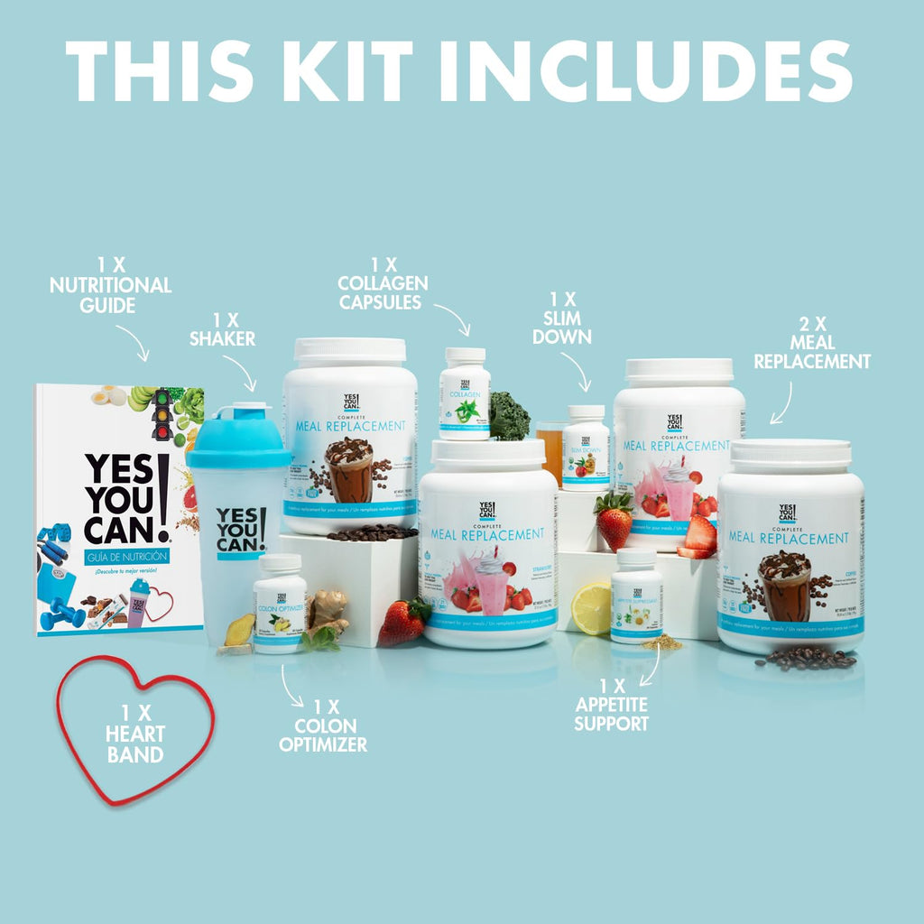 Yes You Can! Transformation Kit, Kit completo de sustitutivo de comidas y suplementos, con proteínas, vitaminas y minerales, batidor y guía nutricional - (Vainilla)