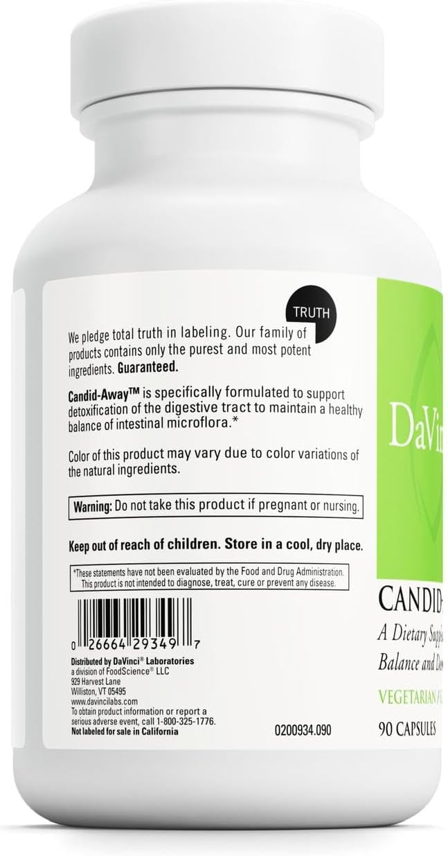 DAVINCI Labs Candid-Away - Digestive and Immune Support with Enzymes, Calcium & Magnesium - 90 Vegetarian Capsules