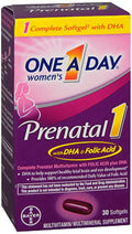 One-A-Day Prenatal 1 with DHA and Folic Acid, 30 Softgels (2-Pack)