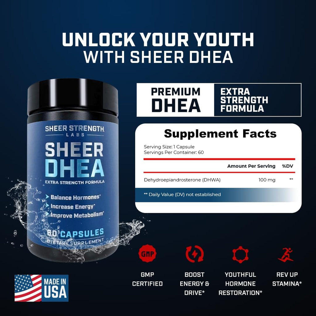 DHEA 100 mg para Hombres y Mujeres - Sheer Strength Labs