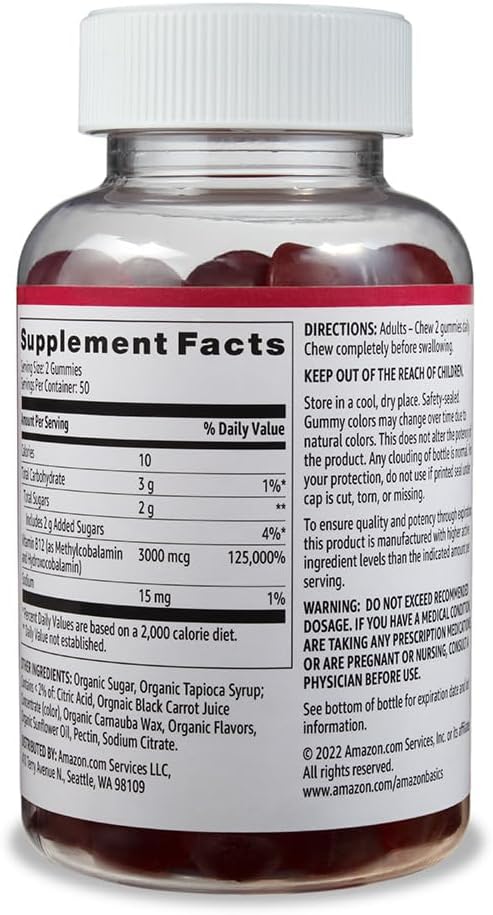 Vitamin B12 3000 mcg Gomitas - Sabor Frambuesa - 100 Unidades
