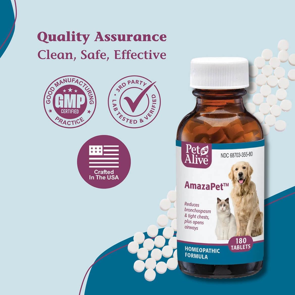 AmazaPet – Comprimidos para la tos y el soporte respiratorio en perros y gatos (180 comprimidos)
