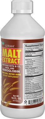 Germa Extracto de Malta – Suplemento dietético líquido para energía y vitalidad – Rico en vitaminas B y minerales esenciales – Apoyo nutricional tradicional – 16 fl oz