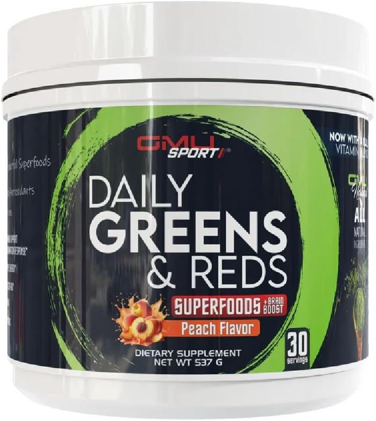 Daily Greens and Reds - Super Greens Powder con Probióticos y Adaptógenos (Peach Berry)