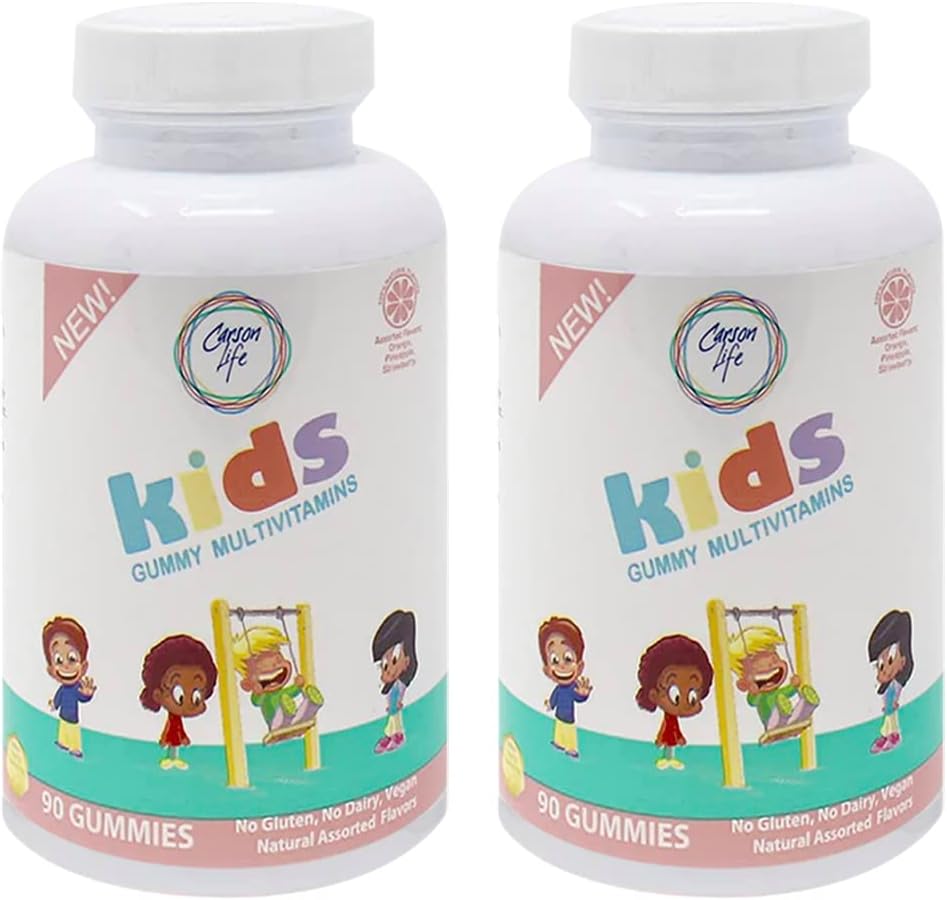 Carson Life Gomitas Multivitamínicas para Niños 2 Pack 180 uds (90 por frasco) - Sabor Naranja Natural