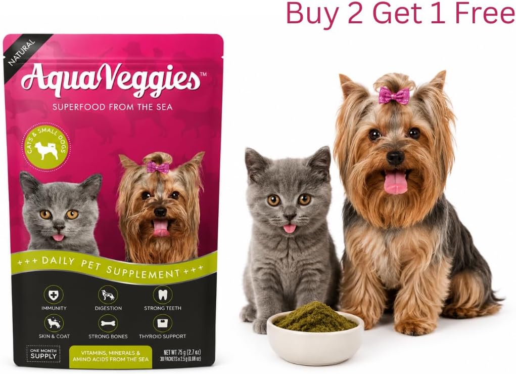 Superalimento Marino para Mascotas - 30 Sobres Diarios (75g) - Multivitamínico para Perros y Gatos Pequeños
