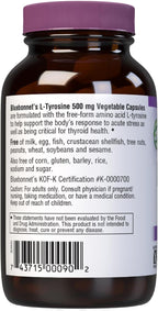 Bluebonnet L-Tirosina 500 mg, 50 Cápsulas Vegetales