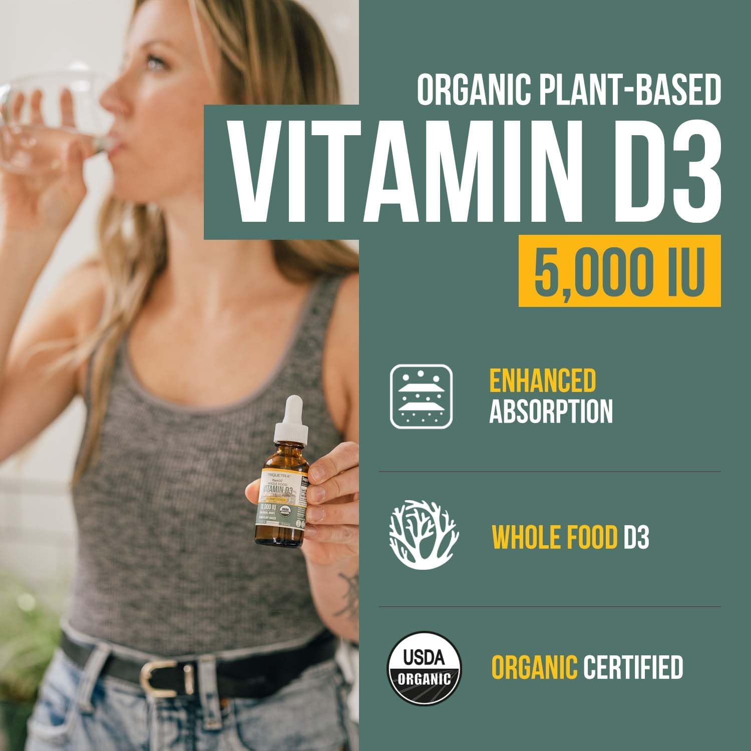 Plant-D3 Vitamina D3 Orgánica 5000 UI - Gotas Sublinguales Veganas