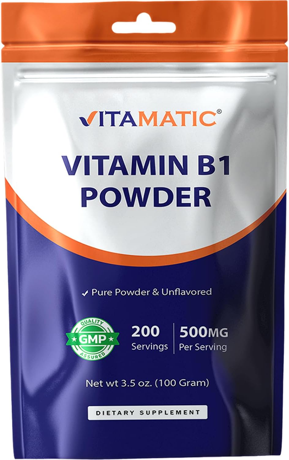 Vitamatic Vitamina B1 Pura en Polvo - 100 Gramos (Mononitrato de Tiamina)