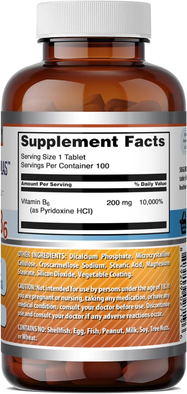 Amazing Formulas Vitamina B6 Piridoxina 200mg 100 Comprimidos