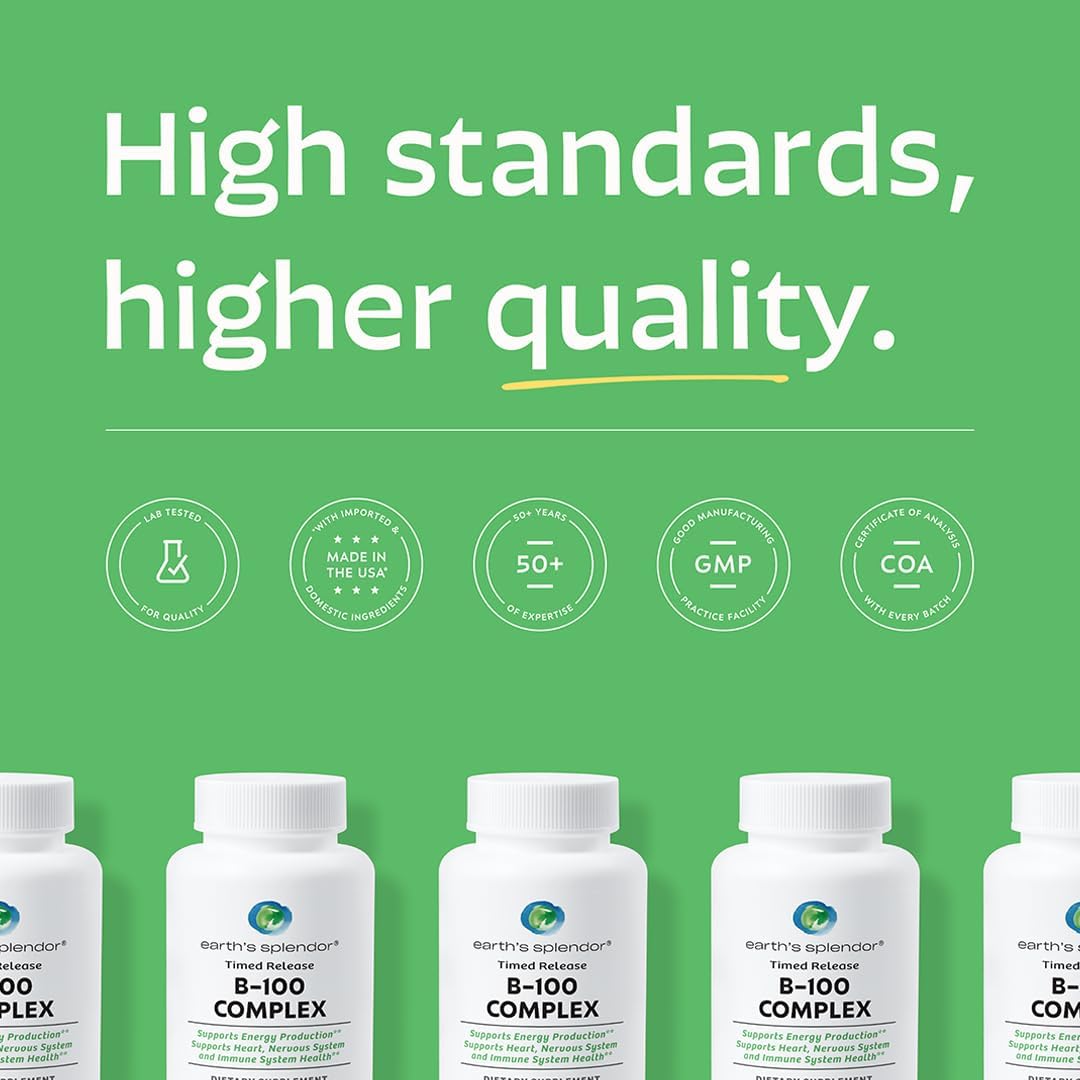 Earth's Splendor Complejo B - 60 Comprimidos - Apoya Energía, Metabolismo y Sistema Inmunológico