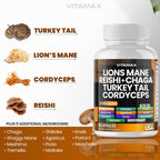 Vitamax MycoBoost Mezcla de Hongos: Melena de León, Cola de Pavo, Chaga, Reishi, Cordyceps, Shiitake y más
