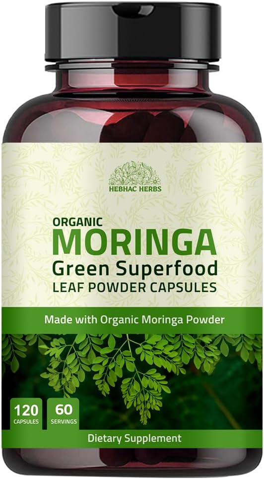 Hebhac Herbs Cápsulas de Moringa Ecológica 120 Cápsulas 1000mg