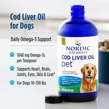 Nordic Naturals Pet Cod Liver Oil, Sin Sabor - 473 ml - 1048 mg de Omega-3 por Cucharadita - Aceite de Pescado para Perros – Image 3