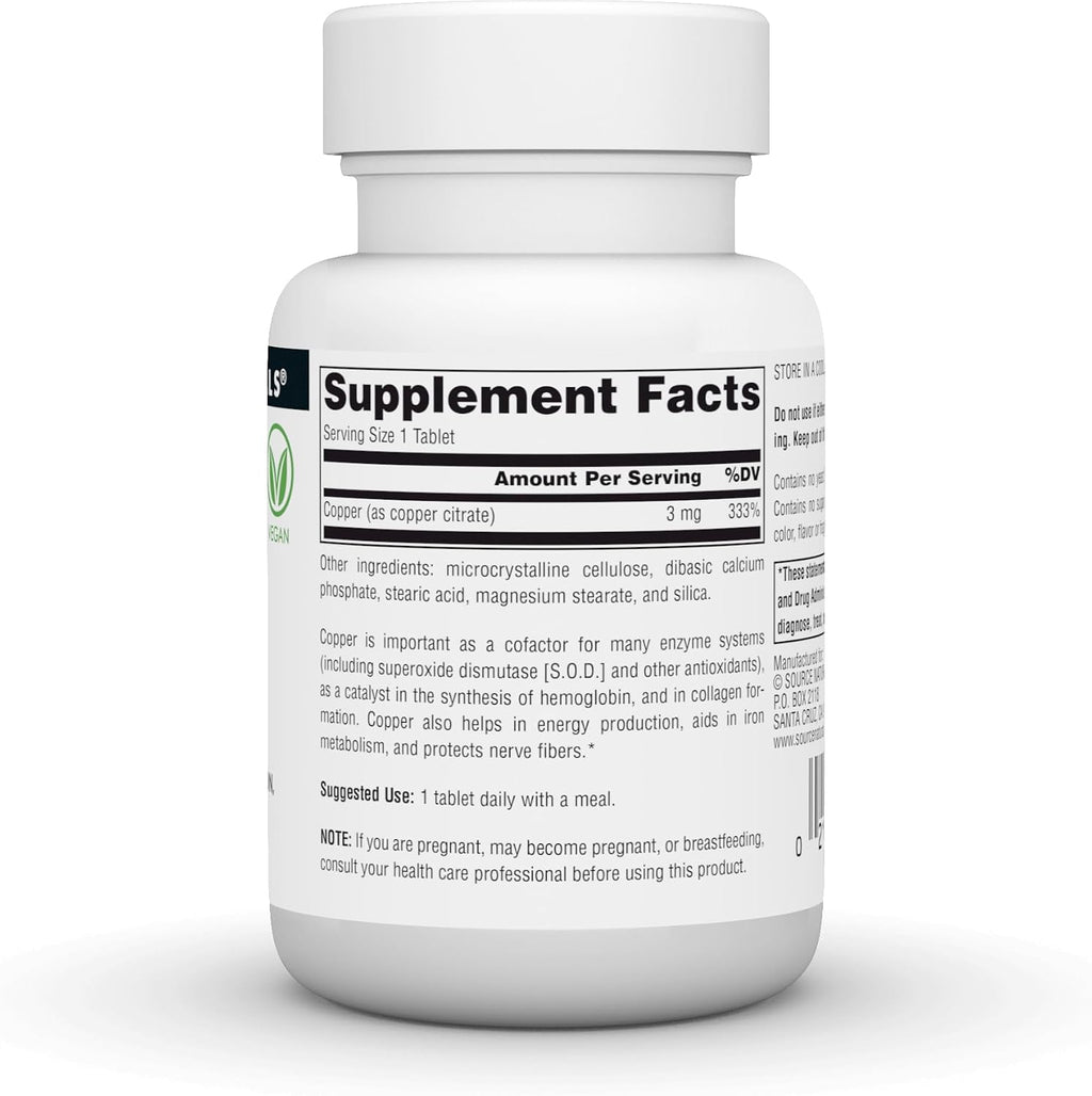 Source Naturals Cobre, 3 mg - 120 Comprimidos