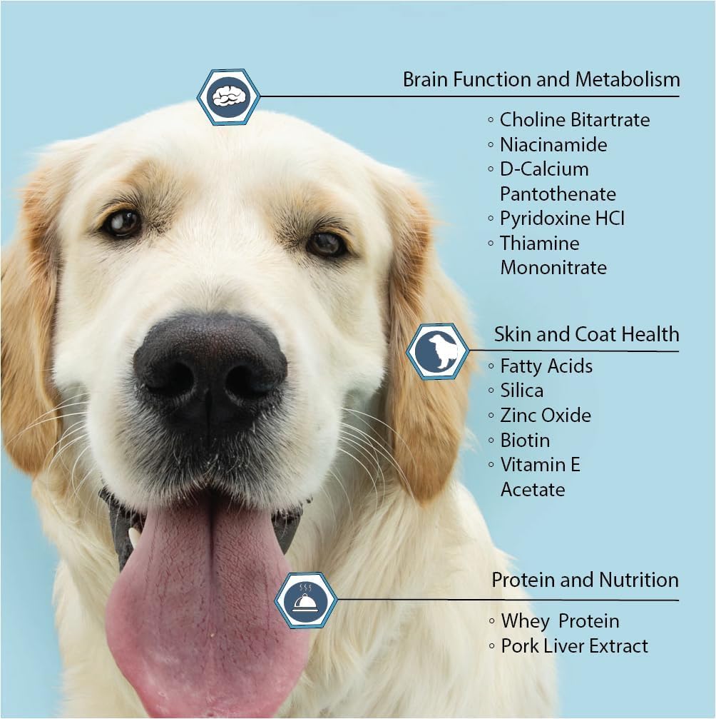 Vita-Tabs Suplemento Multivitamínico y Mineral para Perros - Recomendado por Veterinarios - 60 Comprimidos Masticables para Piel, Pelaje, Energía y Bienestar
