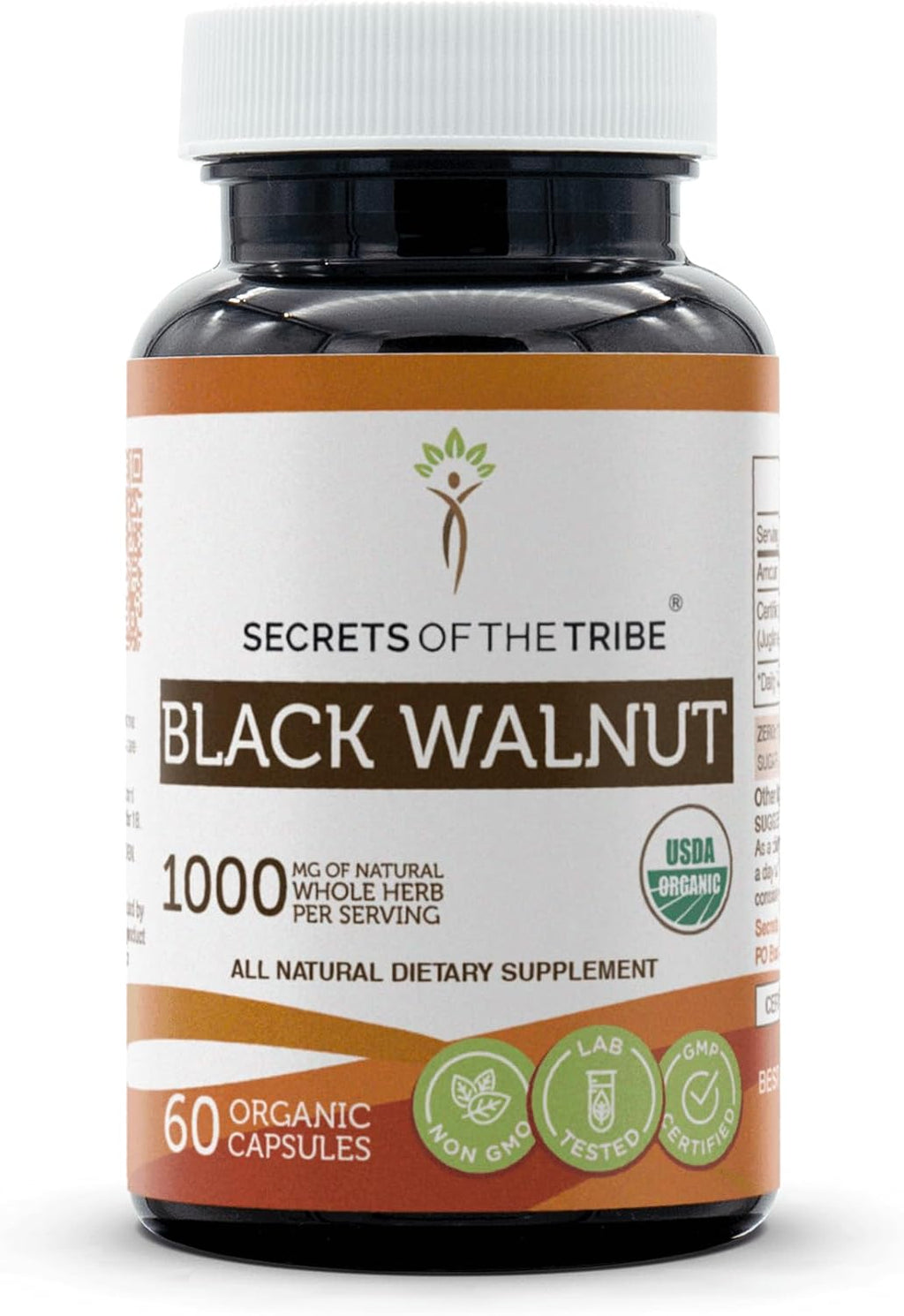 Secrets of the Tribe Black Walnut USDA Organic Capsules | Cápsulas Orgánicas de Nogal Negro (120 unidades)