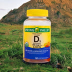 Spring Valley Gomitas de Vitamina D3 Vegetarianas, 2000 UI, 50 mcg, 160 unidades + Guía Gratuita de Suplementos