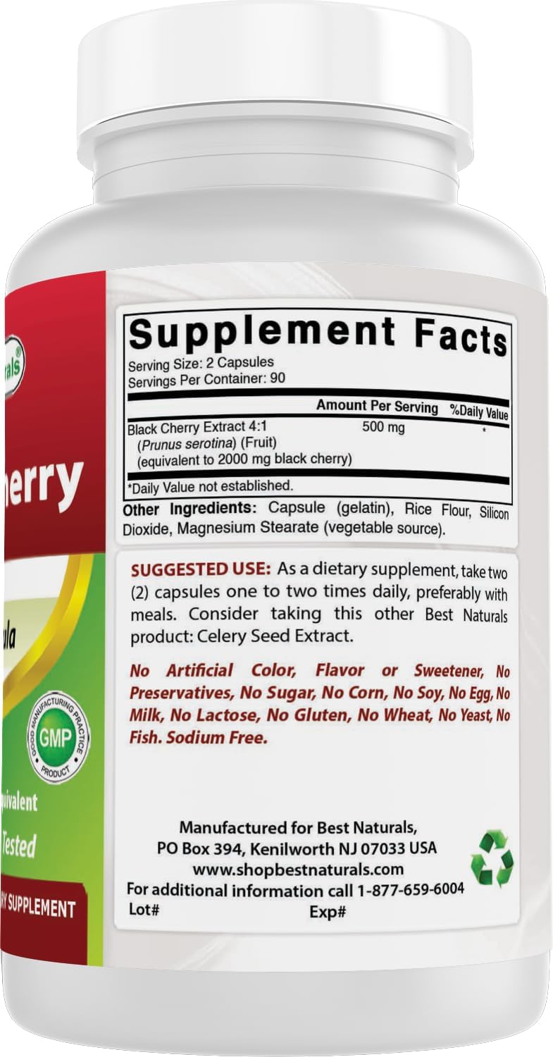 Best Naturals Black Cherry 1000 mg, 180 cápsulas