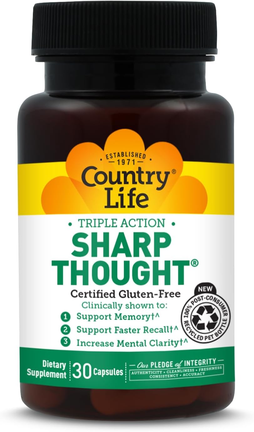 Country Life Sharp Thought - Apoyo Cognitivo con Fosfatidilserina y DHA - 60 Cápsulas