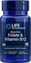 Life Extension BioActive Folate y Vitamina B12, 150 Cápsulas Vegetarianas - Suplemento No Transgénico y Sin Gluten